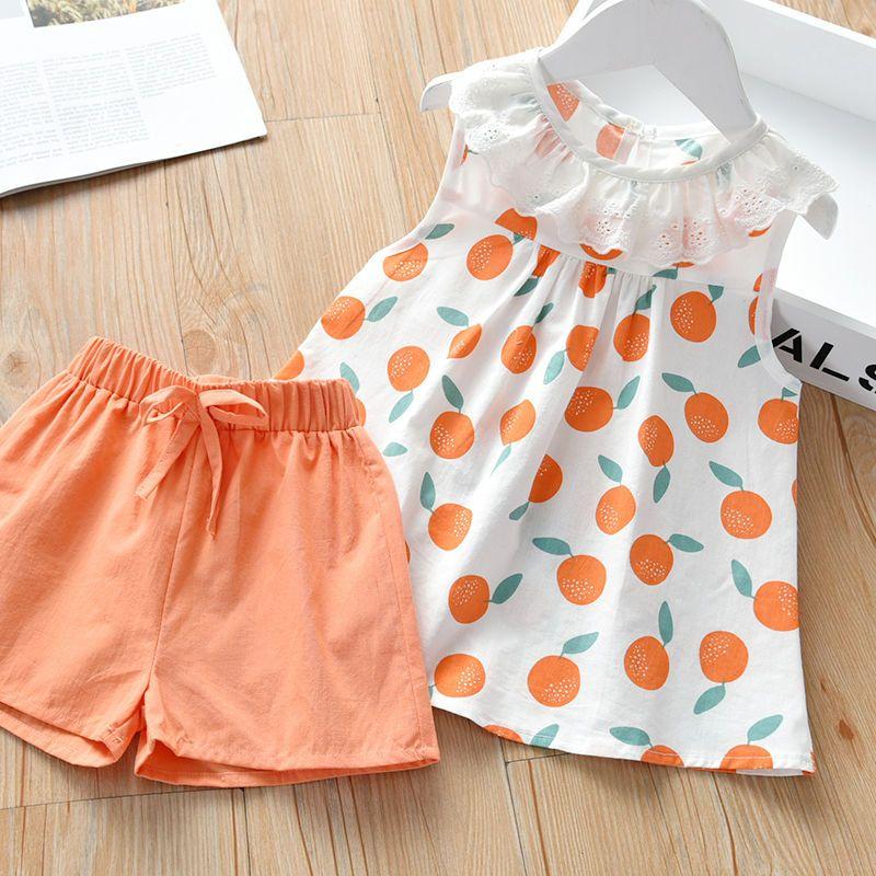 Lányok Nyári Alkalmi Kétrészes Szett Új Gyermek Sokoldalú Felső Ruházat 1-5 Éves Korig Rövidnadrág Szett