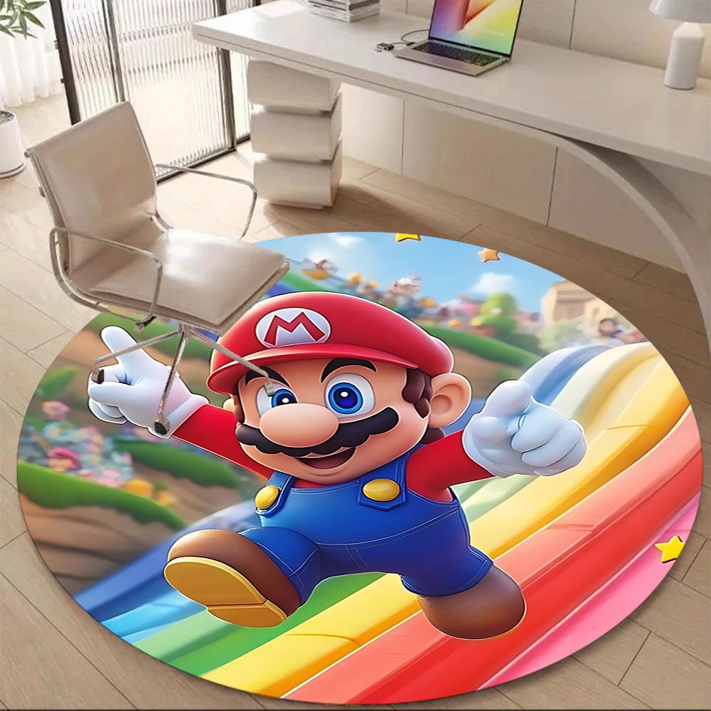 1PC Mario Adventure Office Round Area Rug, Indoor Mat Suitable For Office, Under Office Chairs Bedroom Living Room Home Decor DT1212028