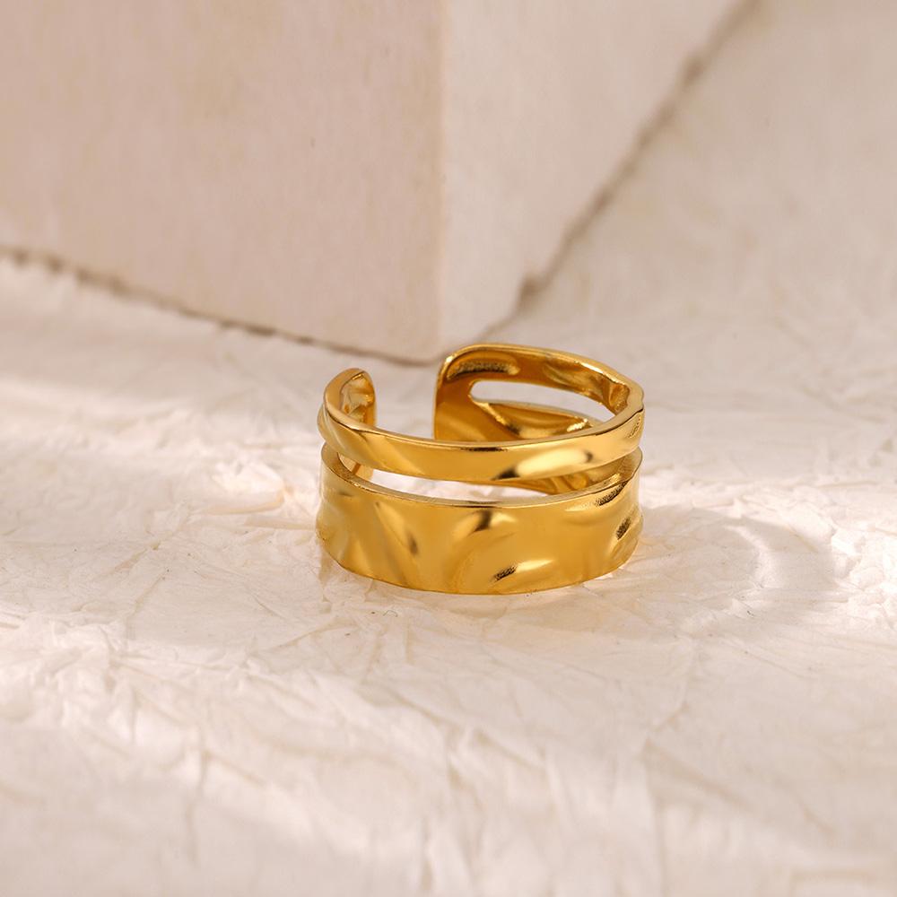 Double Heart Rings For Women Gold Color Stainless Steel Open Adjustable Ring Female Fashion Party Wedding Aesthetic Jewelry Gift