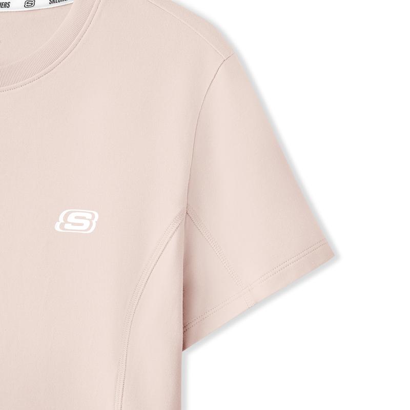 Skechers Solid Color Short Sleeve Round Neck Pullover Knit Regular T-Shirt Women Tops L226W136-03PF