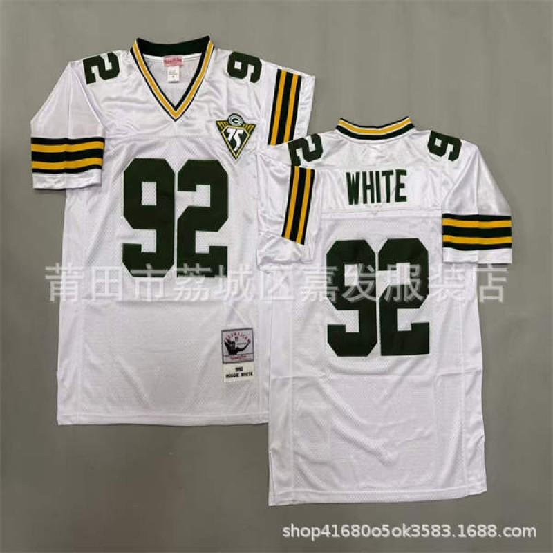 Camiseta de Fútbol Retro Green Bay Packers para Hombre de Algodón Camisa Deportiva Estilo Vintage NFL 87 52 84 Bordada