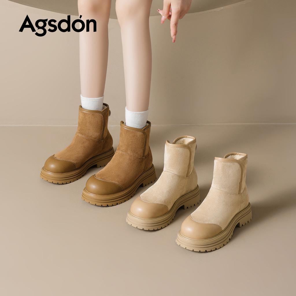 Thick-soled snow boots winter new velvet thickened medium tube short boots flanged two wear cotton shoes