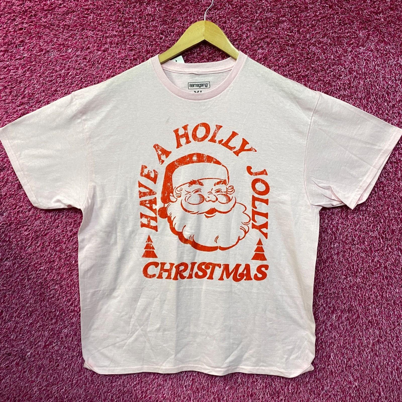 Santa Claus Jolly Christmas Vintage Style Pink T-Shirt M