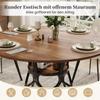 Round Dining Table 100x100x75 Cm, Kitchen Table for 4-6 People with Integrated Shelf, MDF Tabletop In Walnut Look, Modern Metal Frame, Space-saving.