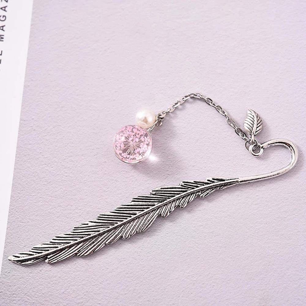 Bookmark Book Page Holder Crystal Pendant Bookmark Metal Book Mark Dried Flower Flower Specimens