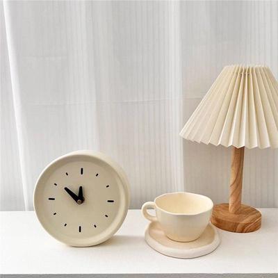 Cream-Colored Silent Taiwanese Desk Clock: Home Desktop Ornament & Bedroom Bedside Decoration Gift.
