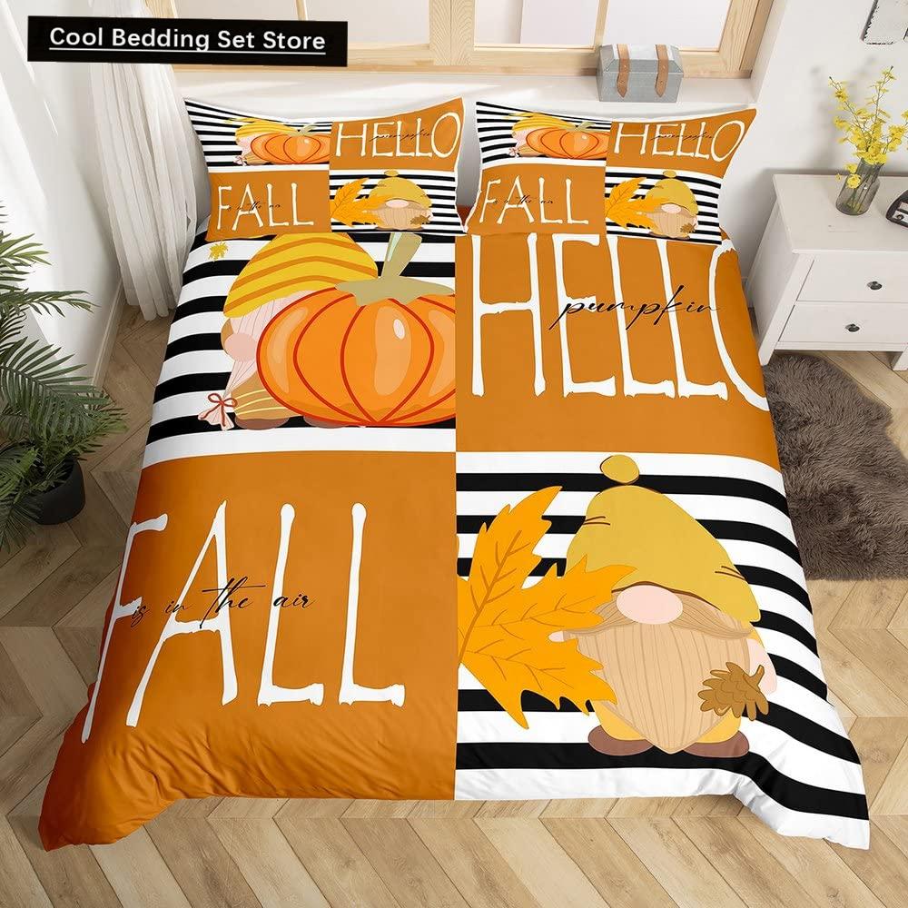 Autumn Tree Leaf King Queen Bedding Set Cartoon Botanical Duvet Cover Fallen Leaves Quilt Cover 2/3pcs Polyester Comforter Cover