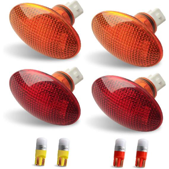 HERCOO Dually Bed Fender LED Side Marker Lights Front Rear Lamps Compatible with Ford 1999-2010 F350 F450 F550 Super Duty