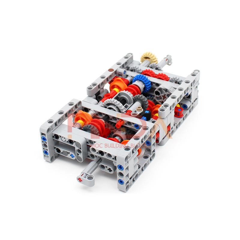 Technology Moc Mechanical Group Engine Gearbox 4 6 8 Speeds With Reverse And Neutral Diy Building Blocks Bricks Compatible Car