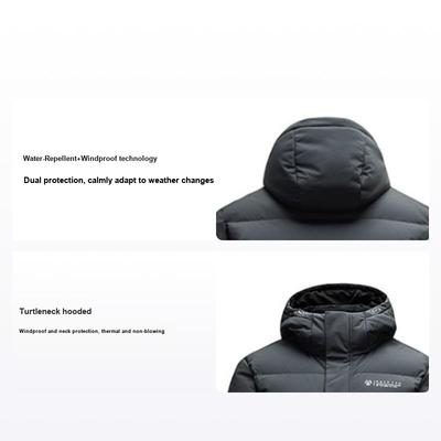Warme Dicke Mittellange Kapuzen-Daunenjacke Herren Oberbekleidung Basic-Schwarz 152517922R-3
