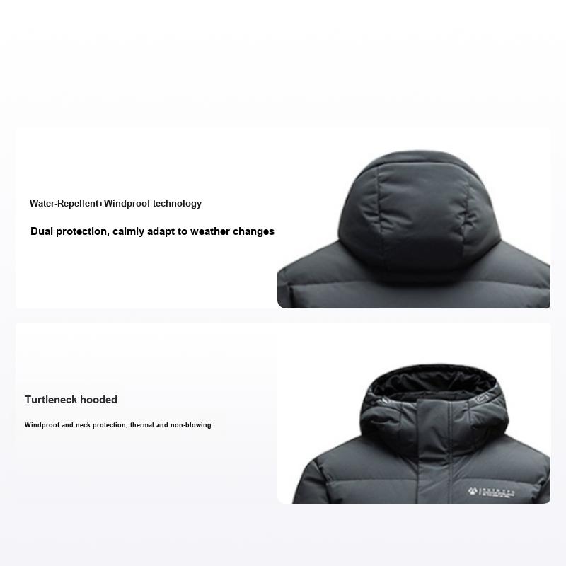 Anta Warm Thick Mid-Length Hooded Down Jacket Men Outerwear Basic-Black 152517922R-3 2XL