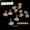 K Real Gold Electroplated Silver Needle Zircon Fan Stud Earrings, Earrings, Casual Simple Temperament Earrings, Light Luxury Niche Earrings.