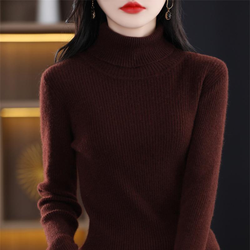 Women's Thickened Slim-Fit High-Neck Sweater - Autumn/Winter Pullover Knitted Base Layer with High-End Feel