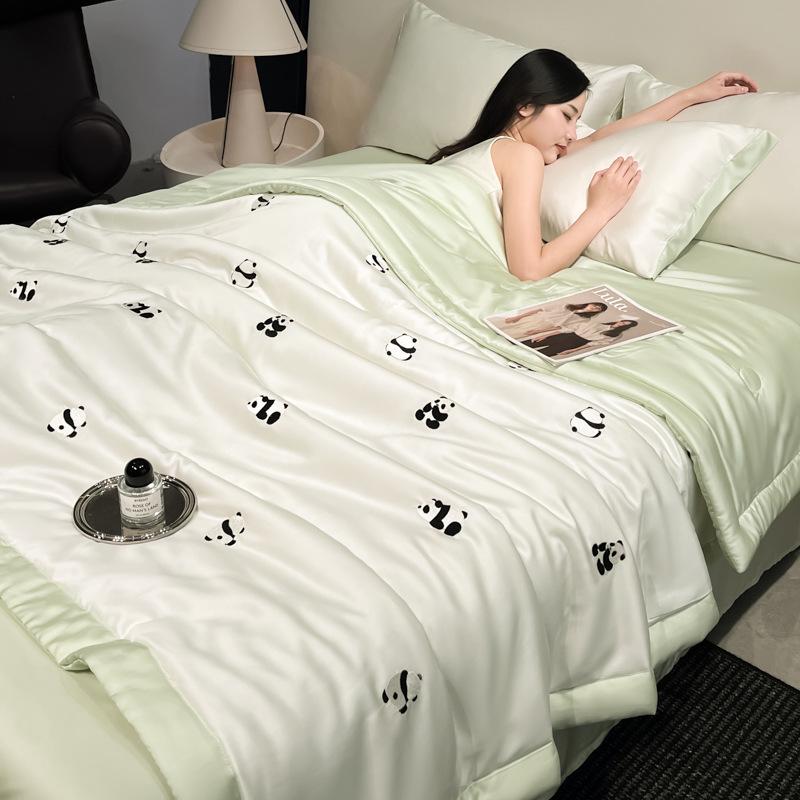 Silky Summer Ice Silk Quilt Set: Lightweight, Washable, and Embroidered