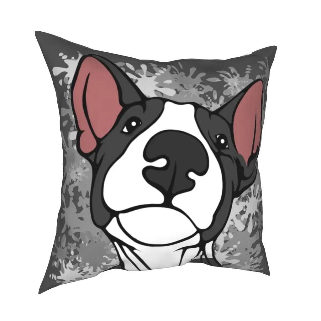 Home Decor Funny Cute Bull Terrier Pattern Print Pillowcase Polyester Cushion Cover Decor