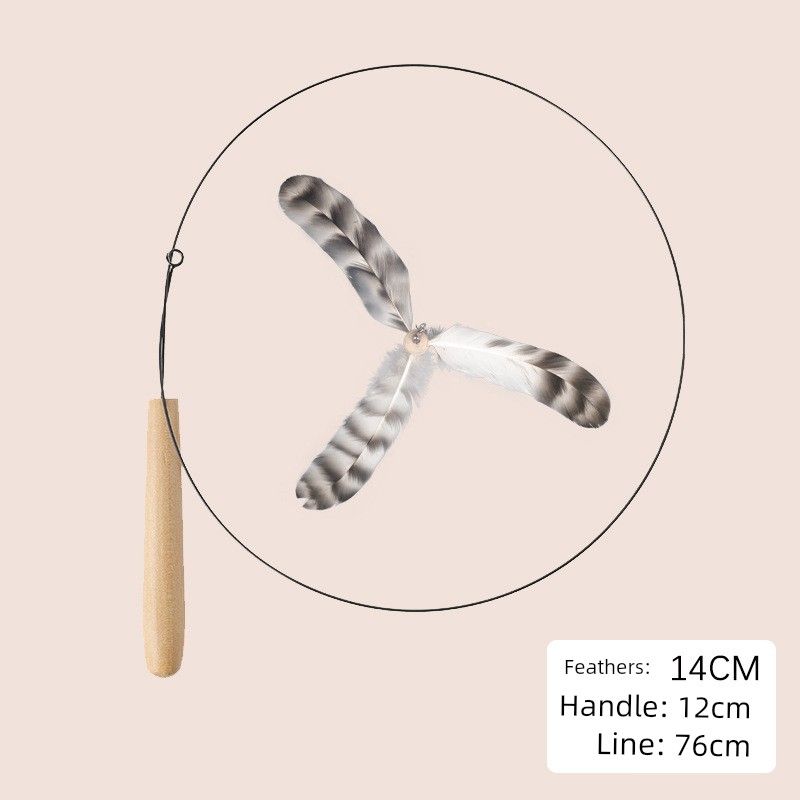 

Feather Cat Teaser Long Brush Holder Steel Wire Cat Toy Bite-Resistant Cat Self-Hi Relieving Stuffy Interactive Pet Supplies Replacement Head Feather cat teaser stick