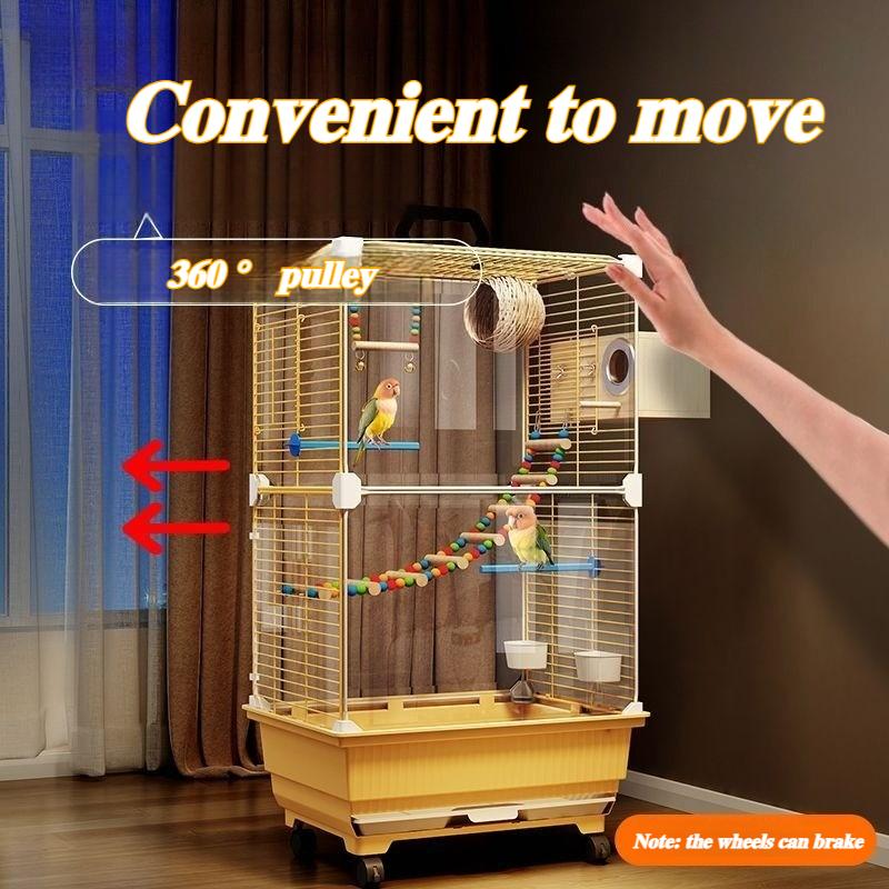 Gabbia per Uccelli Trasparente Facile da Pulire Casa per Pappagalli Uccelli Gabbia Grande Movimento a Puleggia a 360° Esterna Accessori Uccelli Forniture