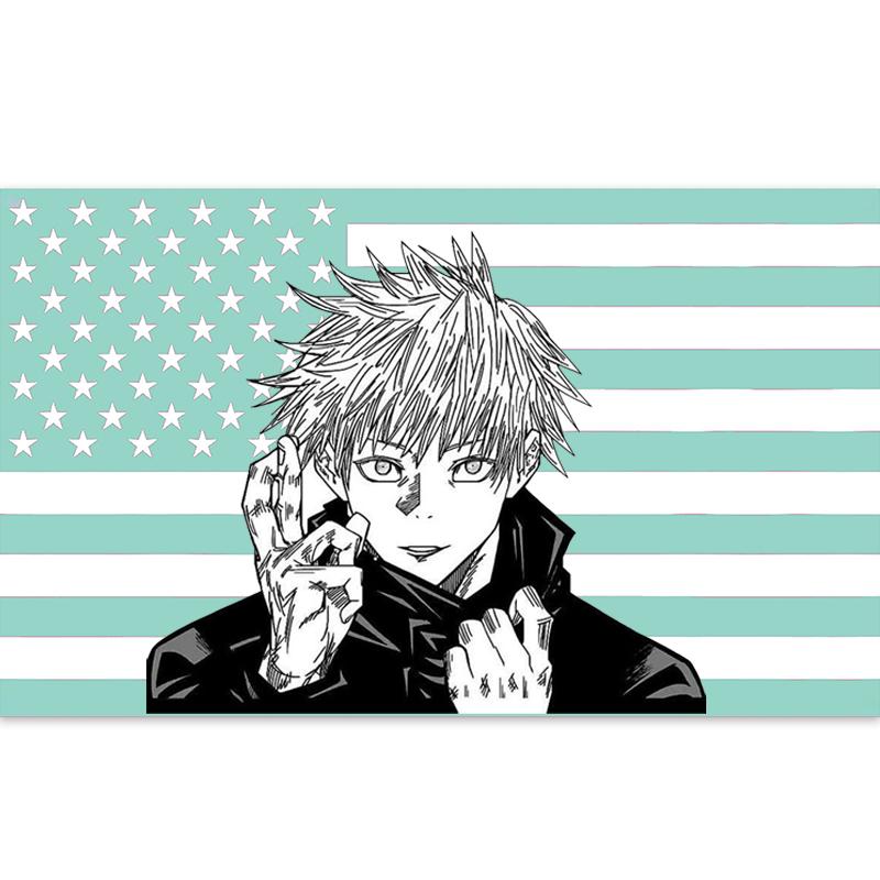 90x150cm Pink American Flag Anime Decorating Wall Tapestry Home Bedroom Anime Spell Return Battle Living Room Bedroom Tapestry