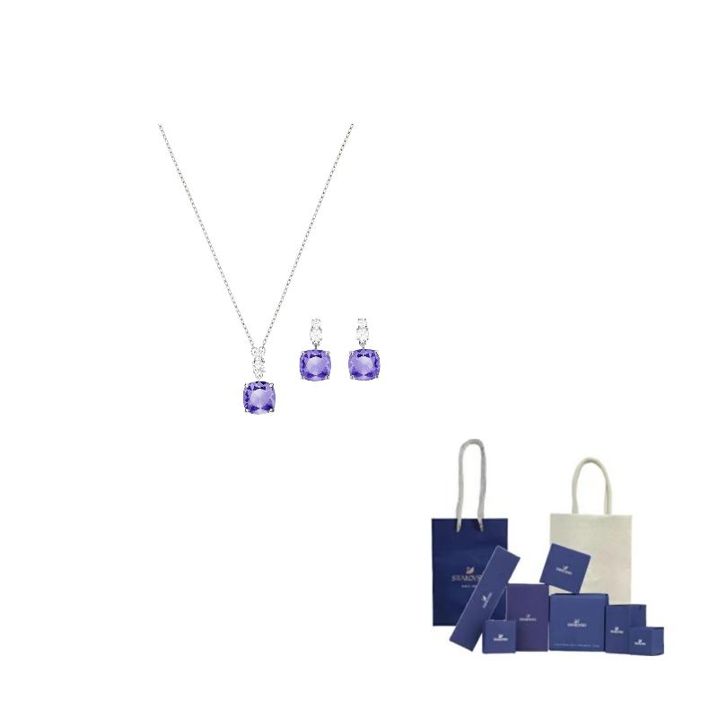 Swarovski Amethyst Dreiteiliges Set Damenschmuck 5416515 Box+Shopping Bag (Random Color) white