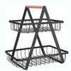 3/2 Tier Bathroom Shelf Portable Fruit Basket Organiser Metal Rectangular Storage Basket Bread & Snacks Desktop Organiser