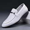 Leather men's shoes mesh breathable leather shoes men's classic casual small leather shoes one pedal lazy shoes men