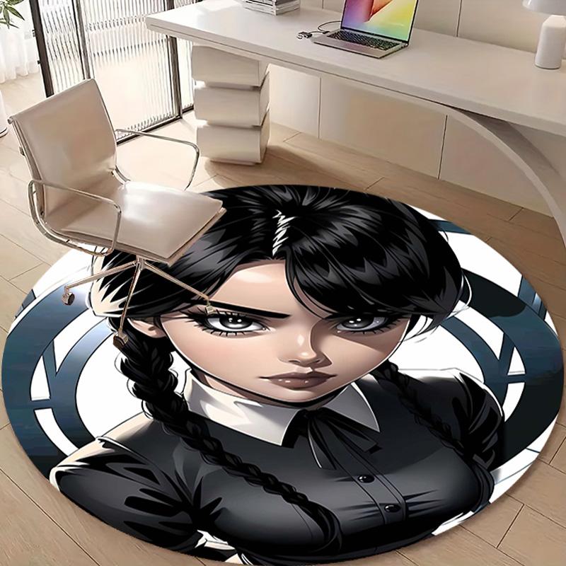 1pc Addams Family Wednesday3 Design Printed Area Round Carpet for Bedroom Living Room Home Decor Rugs Mat Non Slip Mat Rug for Bedside