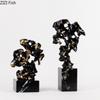 Black Gold Taihu Stone Statue Desk Decoration Creative Landscape Ornaments Imitation Coral Resin Sculpture Room Aesthetic Decor