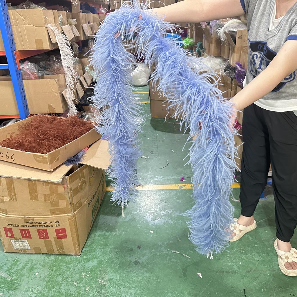 DIY 8 Ply Ostrich Feather Boas 4M for Craft Party Shawl Wedding Drees Clothes Carnival Stage Decor Fluffy Ostrich Plumes Scarf Trim