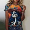 Women's T-shirt for Girls Short Sleeve Casual Sexy Girls Clothes Summer Day of the Dead Undead Skull Pattern Oversized T-shirts