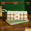 Vintage Plaid Animal Pattern Pencil Case With Large Capacity For Students And Office Use
