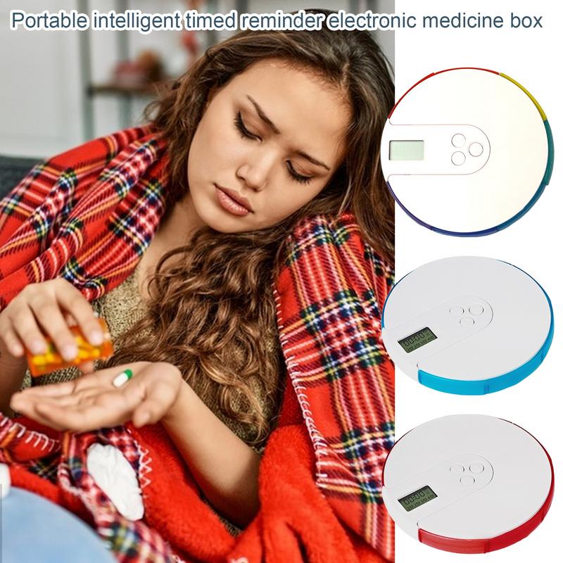 Týdenní otočný pouzdro na pilulky rozdělovač organizér na skladování tablet léky s budíkem 7denní pouzdro dávkovač nádobka na pilulky