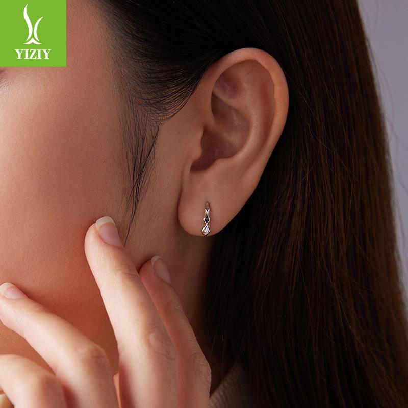 Simple Geometric Rhombus Ear Hook Women'S Delicate High S925 Sterling Silver Rhombus Earrings Earrings