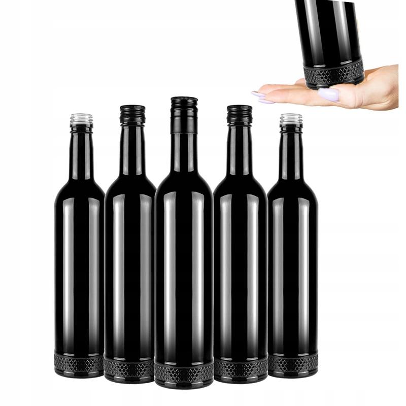 10x Glass Bottles CRYSTAL 500ml BLACK ELEGANT for Alcohol Gift