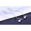 High Quality 925 Silver Rhinestone Earrings Double Crystal Ball Long Tassel Stud Earrings Brincos De Prata For Women