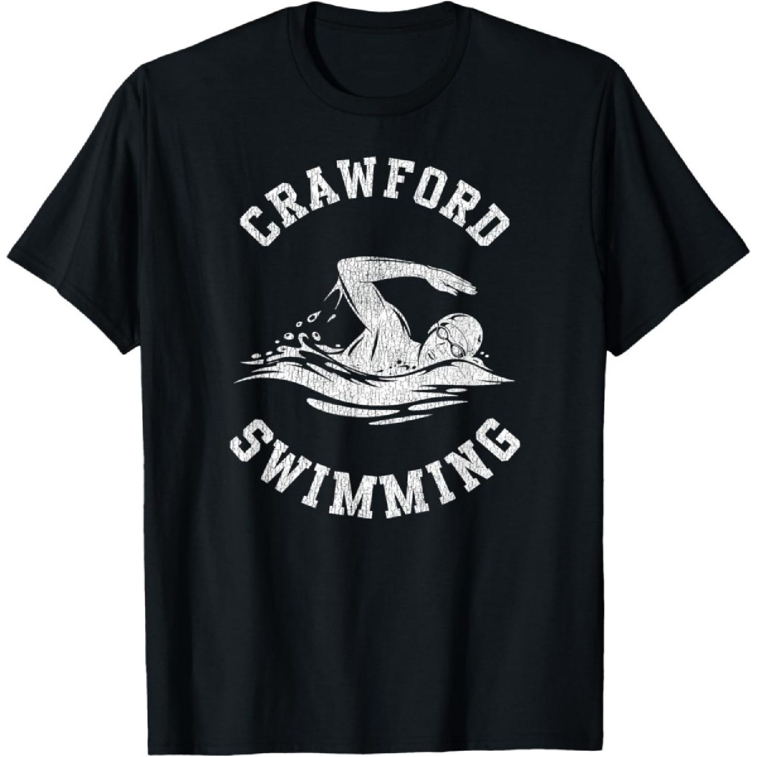 Crawford Swimming Retro Distressed Swim Team Graphic T-Shirt S чёрный