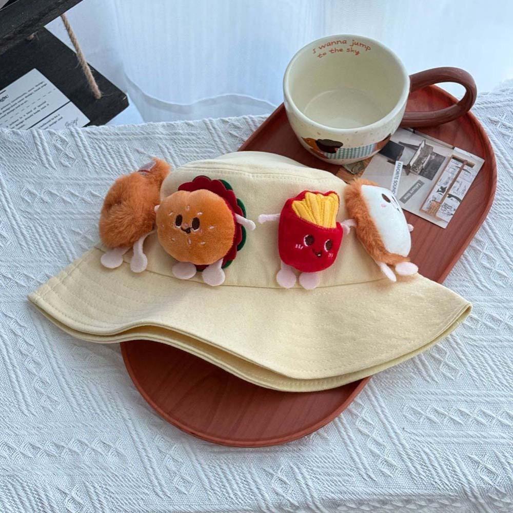 Wide-Brimmed Hamburger Fisherman Hat Breathable Cartoon Sunshade Hat Sunscreen Basin Cap Spring