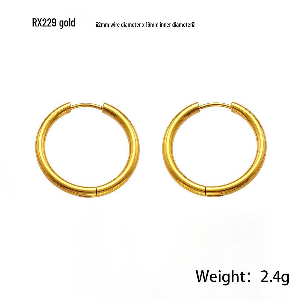 Zhang Ruonan Style 18K Gold Circle Stud Earrings