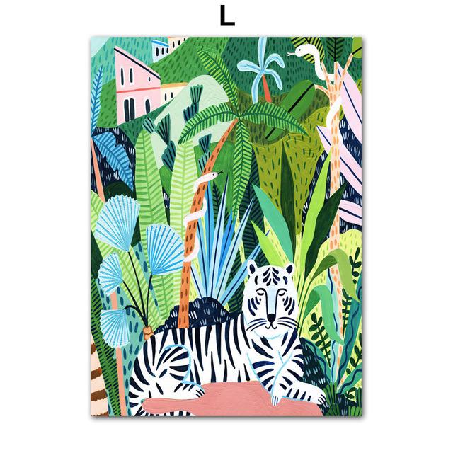Girl Llamas Leopard Tiger Orange Vintage Tribe Posters And Prints Wall Art Canvas Painting Wall Pictures For Living Room Decor No Frame