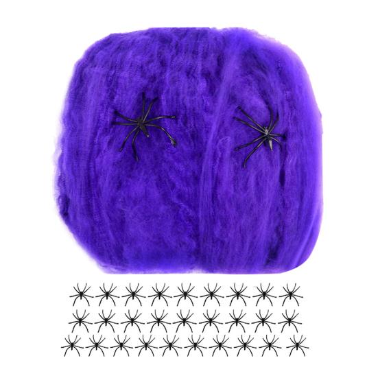 Barevné Halloweenské pavučiny Roztažitelné bavlněné pavučiny Elastické Strašidelné párty scénické rekvizity pro Halloweenské a Štědrovečerní večírky