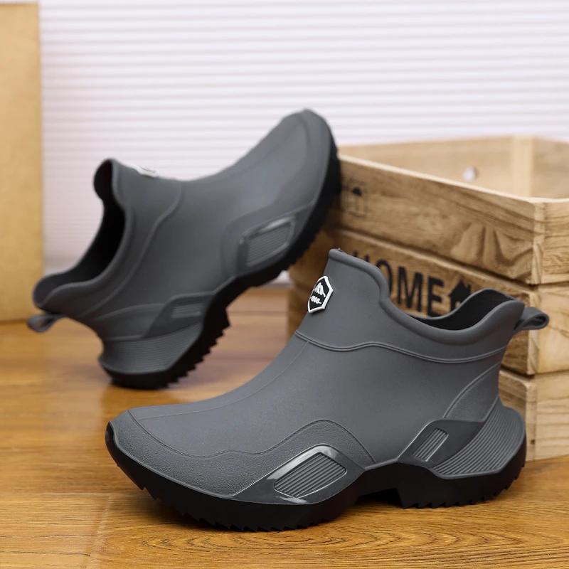 

Anti-slip and Wear-resistant Short Rain Boots Fishing Rubber Shoes Kitchen Water Shoes Rain Shoes for Men Waterproof 36 серый