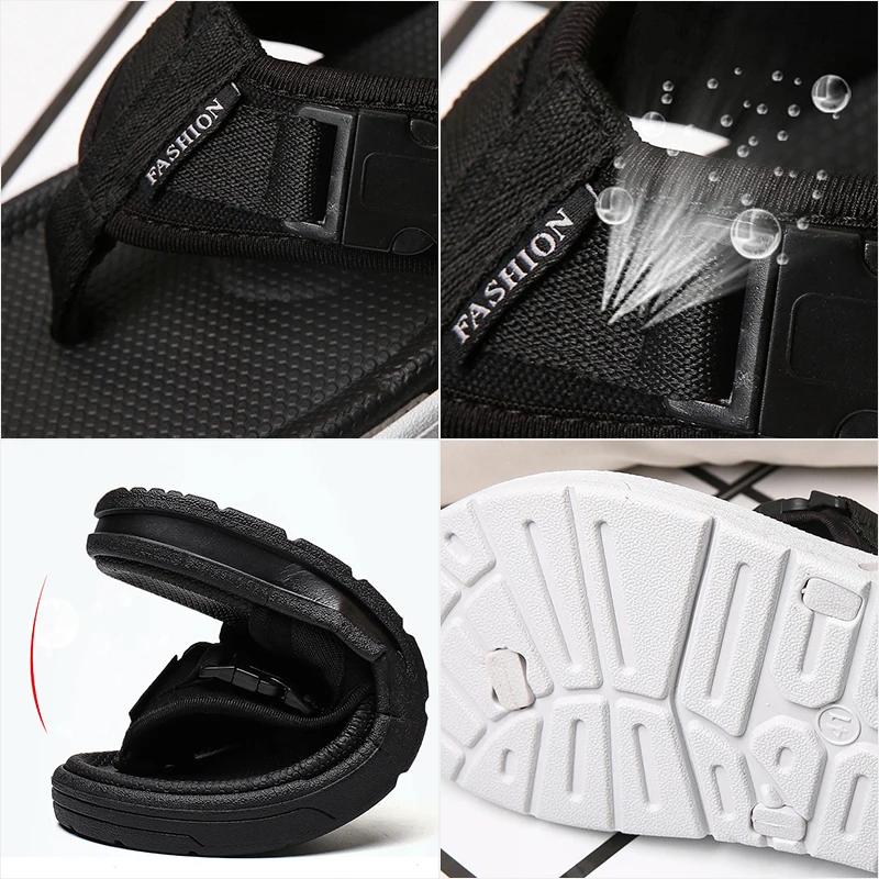 Fashion Mesh Flip-flops Summer Men Casual Beach Shoes Couple Outside Breathable Footwear Comfortable Sandals Anti-slip Platform Slippers