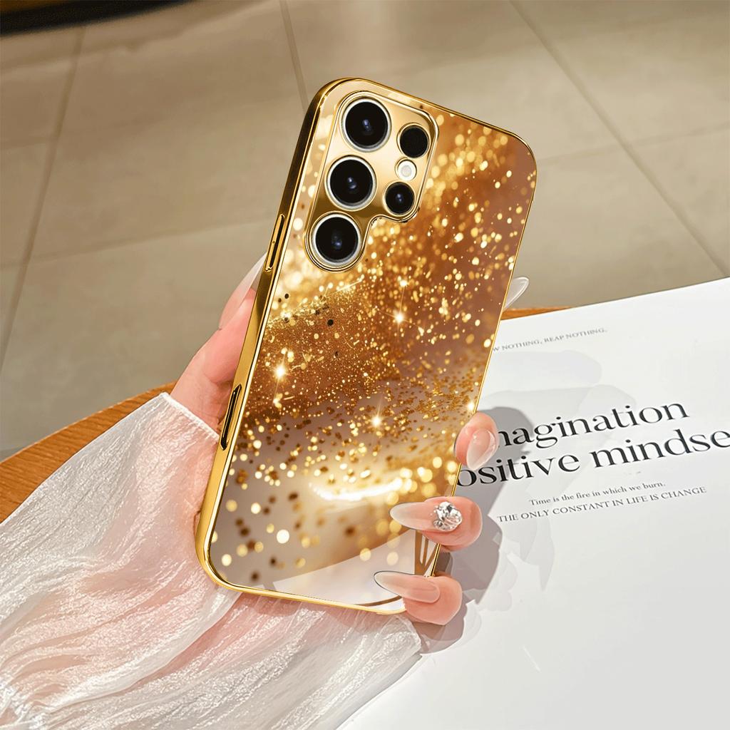 Atmosphère de Mode Simplicité Haut de Gamme Placage Galvanique Verre Coque de Téléphone pour Samsung Galaxy S26 S25 S24 S23 S22 S21 FE, Ultra, Plus