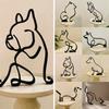 Metal Home Office Dogs Statue Modern Abstract Art Sculpture Ornaments Decoration