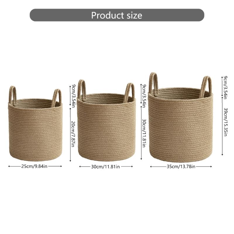 Spacious Handwoven Cotton Rope Basket Delicate Cotton Rope Large Woven Basket Versatile Home Organization Stand Holder
