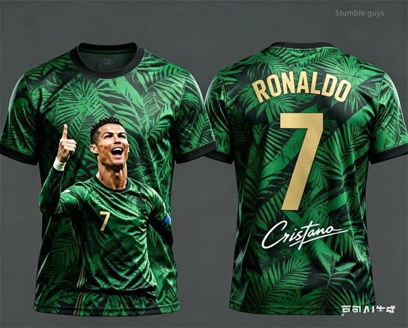 Ronaldo No.7 AI Pattern 3D Print Men's Football T-shirt Oversized Sports Short Sleeve Jersey for Kids Unisex Summer Trend 2026