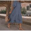QICED Fashion Summer Spring Solid Color Print Short Sleeve O-Neck Casual Dresses