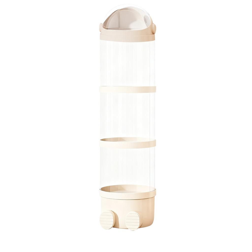 Beige Medium Toy Storage Tube With Lid, Zipper, For Plush Toys Display In Home Rooms