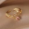 Light luxury niche European and American zircon love ring, female ins design open index finger ring