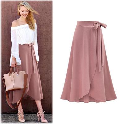 Women's Autumn High Waist Irregular Slit Skirt - European and American Style, Large Size, Medium & Long with Straps