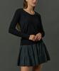 Sitipabjeu [Cp] Winter Knit Round V-Neck Long Sleeve Tee [Black]